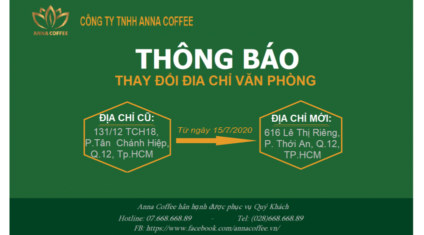 THÔNG BÁO THAY ĐỔI ĐỊA CHỈ VĂN PHÒNG